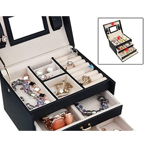 goldwheat ジュエリーボックス ロックとミラー付き ロック可能