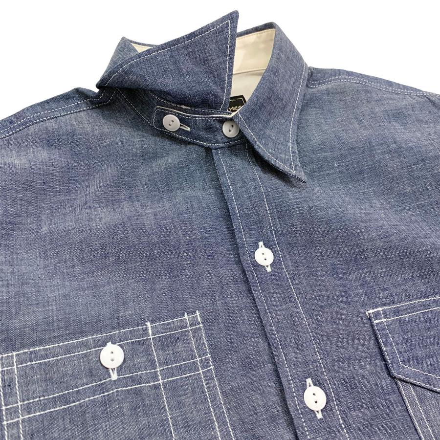 ドライボーンズ DS-2632 Irregular Pocket Chambray Work Shirt | Dry Bones | 03
