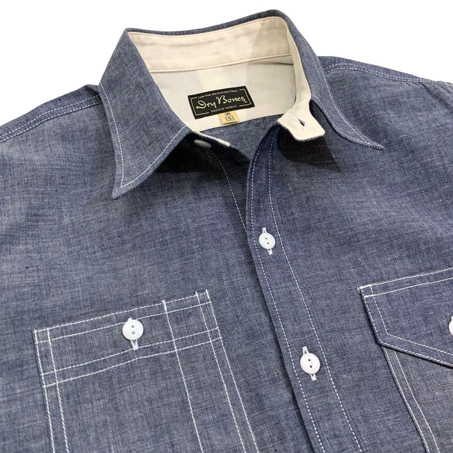 ドライボーンズ DS-2632 Irregular Pocket Chambray Work Shirt | Dry Bones | 04