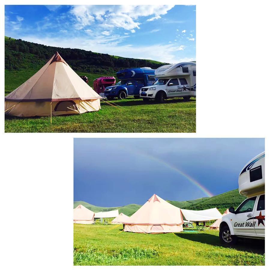 【推し】 パオテント、6-10人家族キャンプベルテント、頑丈なセンターとドアポールを備えたコットンアウトドア防水テント、キャンプハイキングハンティングフェスティバル 【BCD1285804025】(45156円)