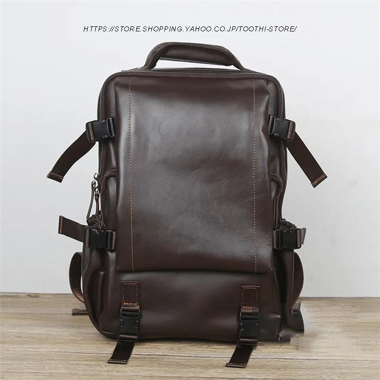リュック　メンズ　リュックサック 本革　牛革 デイパック　ビジネス　バックパック　レザー　通勤通学　 旅行　出張　アウトドア　自転車鞄　カバン ipad 人気