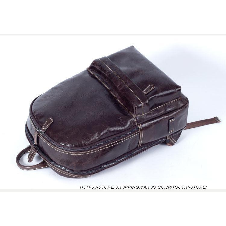 リュック　メンズ　リュックサック 本革　牛革 デイパック　ビジネス　バックパック　レザー　通勤通学　 旅行　出張　アウトドア　自転車鞄　カバン ipad 人気