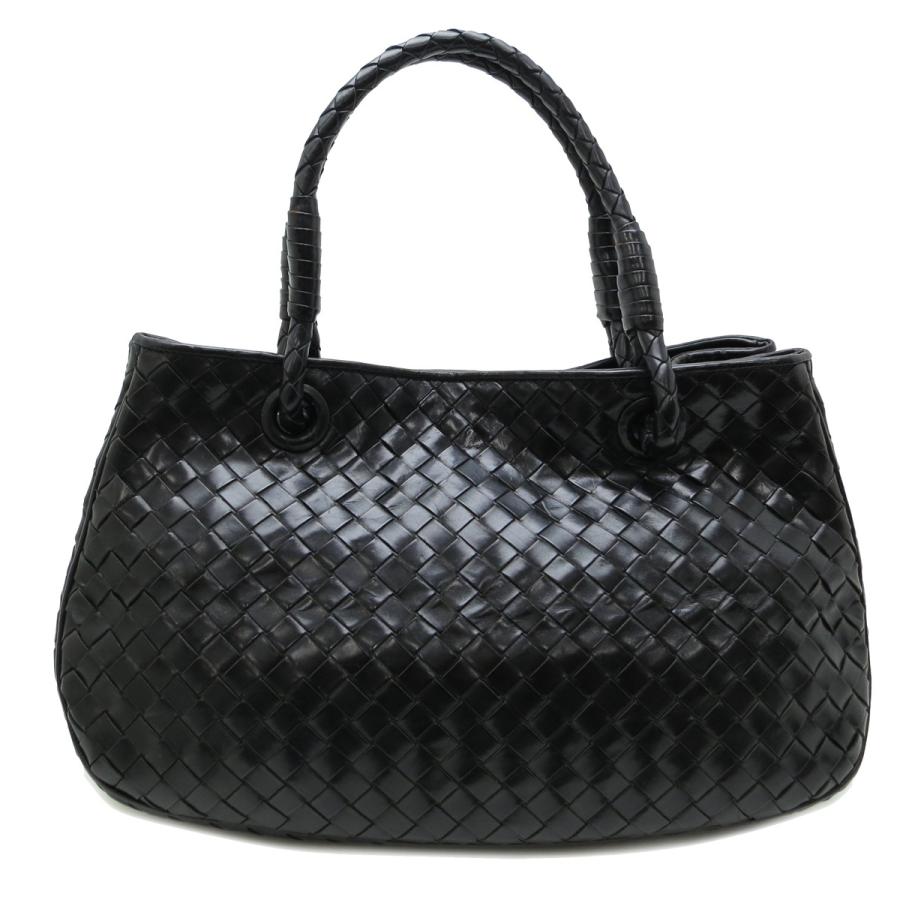 ボッテガべネタ　ブラックハンドバッグ ボッテガヴェネタ巾着付きイントレチャートバッグブラックハンドバッグ