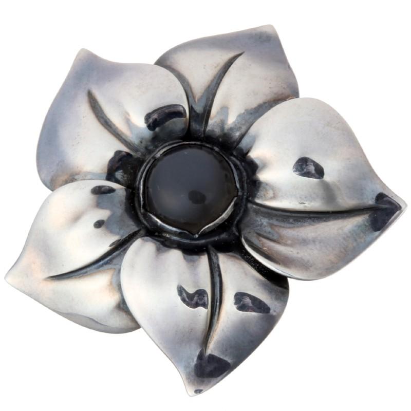 【ジョージジェンセン】シルバー 花形フラワー　リング ムーンストーン　指輪 ジョージジェンセン フラワー グレー ムーンストーン 562B