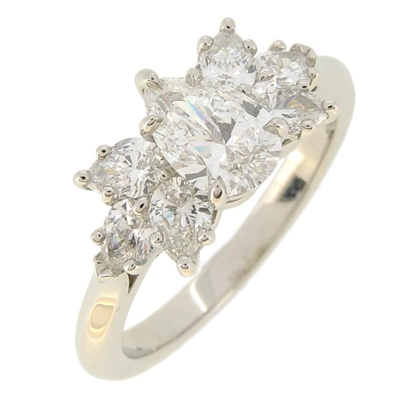 ハリーウィンストン ペアシェイプ クラスター ダイヤモンド リング