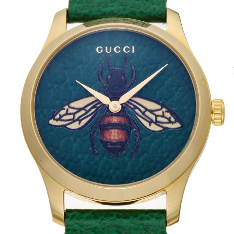 美品】GUCCI グッチ Gタイムレス ビー 蜂 126.4 グリーン文字盤
