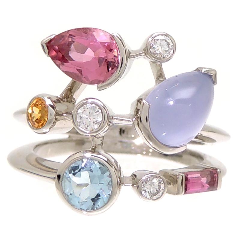 カルティエ メリメロ デリス マルチカラー リング 49 Pt950 3774 カルティエ メリメロ デリス マルチカラー リング 49 Pt950 3774