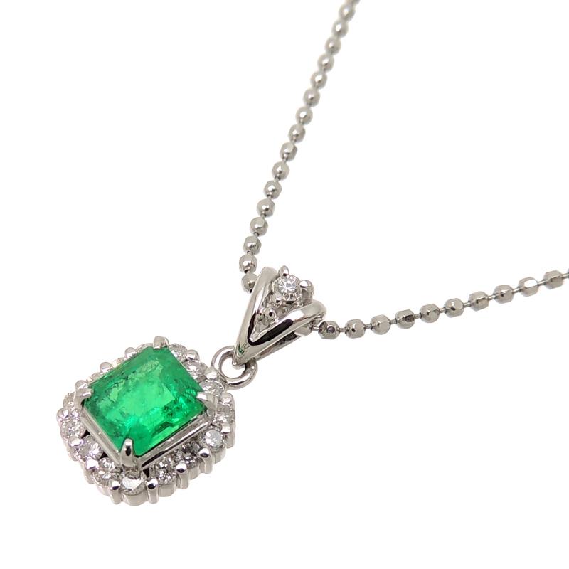 エメラルド ダイヤモンド　プラチナネックレス　Pt900/Pt850 飯能本店］Non Brand ノンブランド Pt900 Pt850 エメラルド