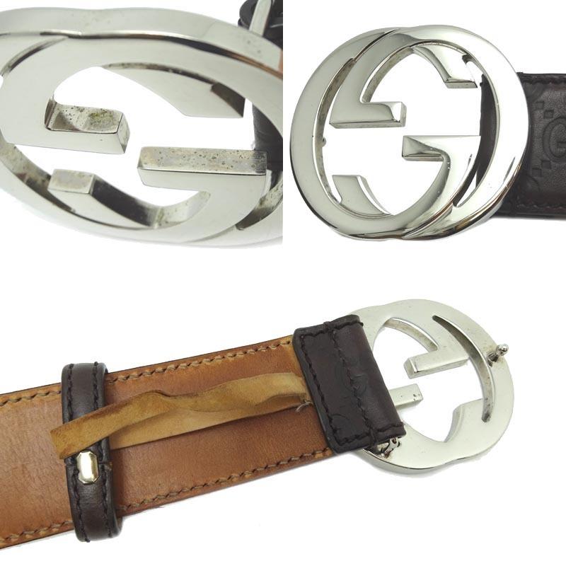 全品送料無料 グッチ インターロッキング Ggベルト ベルト レザー Gucci ブラウン シルバー レディース メンズ 中古 飯能本店 Dh601 春の最新作 送料無料 Mercurytechnologies Mn Com