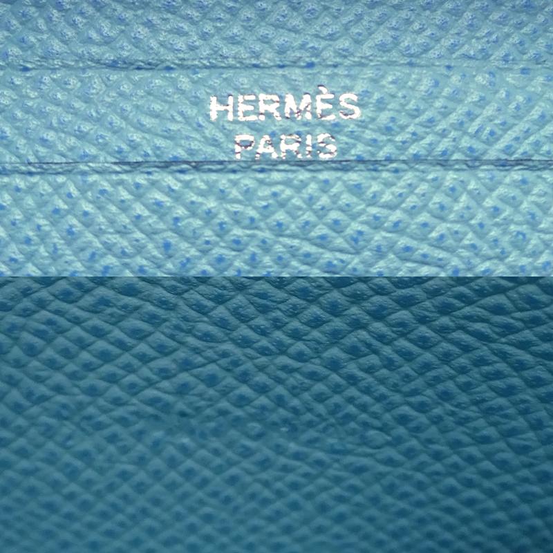 ［飯能本店］HERMES エルメス ベアンコンパクト X刻印 2016年製 二つ折り財布 ヴォーエプソン ブルーアトール レディース・メンズ DH63066｜dsdaikokuya｜10