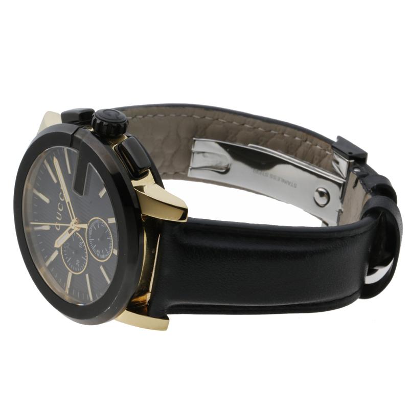 【美品】GUCCI グッチ 腕時計 Gクロノ QZ YA101203 黒文字盤 グッチ 腕時計 メンズ G-クロノ YA101203 ブラックダイアル