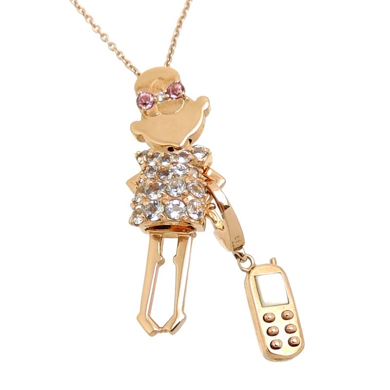 25/美品 ポンテヴェキオ K9PG ピンクゴールド EME ネックレス 25/美品 ポンテヴェキオ K9PG ピンクゴールド EME ネックレス