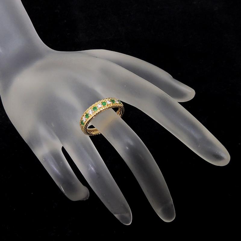 ［銀座店］Dior ディオール 750YG エメラルド ダイヤモンド ハーフ エタニティ リング・指輪 750イエローゴールド 15号 DH63528