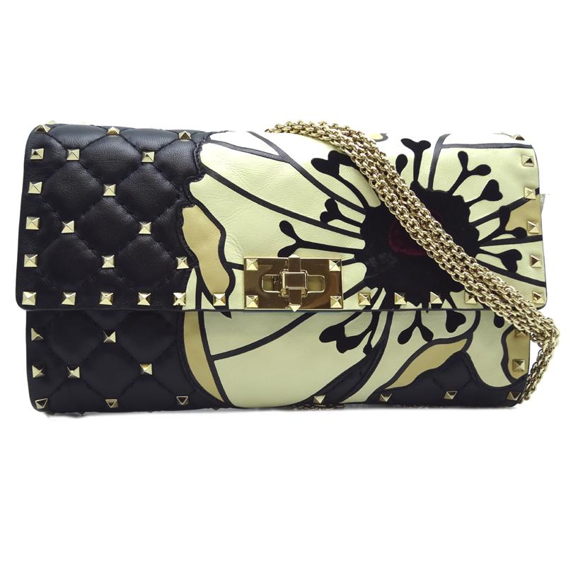 飯能本店 Valentino 財布 帽子 ファッション小物 Garavani ヴァレンティノ ガラヴァーニ 長財布 ロックスタッズ チェーンウォレット ウォレットチェーン レザー Ds大黒屋 Dh レディースファッション Dh