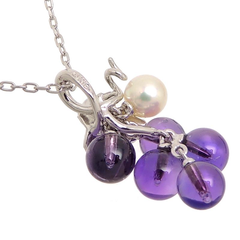 銀座店］MIKIMOTO ミキモト K18WG ぶどう ネックレス K18ホワイト