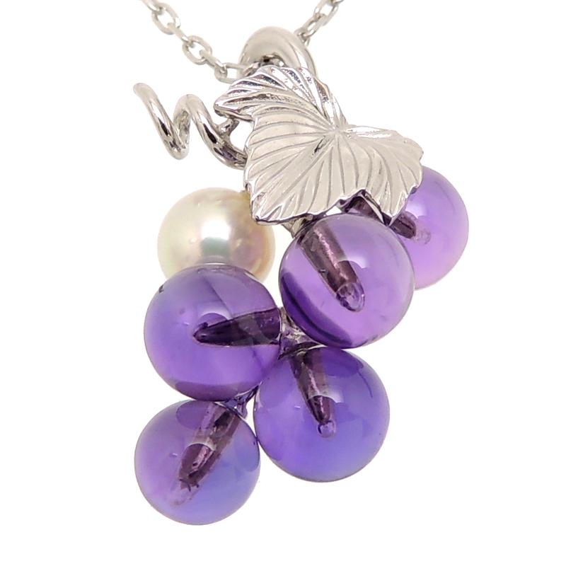 銀座店］MIKIMOTO ミキモト K18WG ぶどう ネックレス K18ホワイト