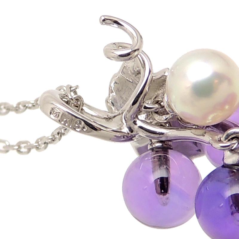 銀座店］MIKIMOTO ミキモト K18WG ぶどう ネックレス K18ホワイト