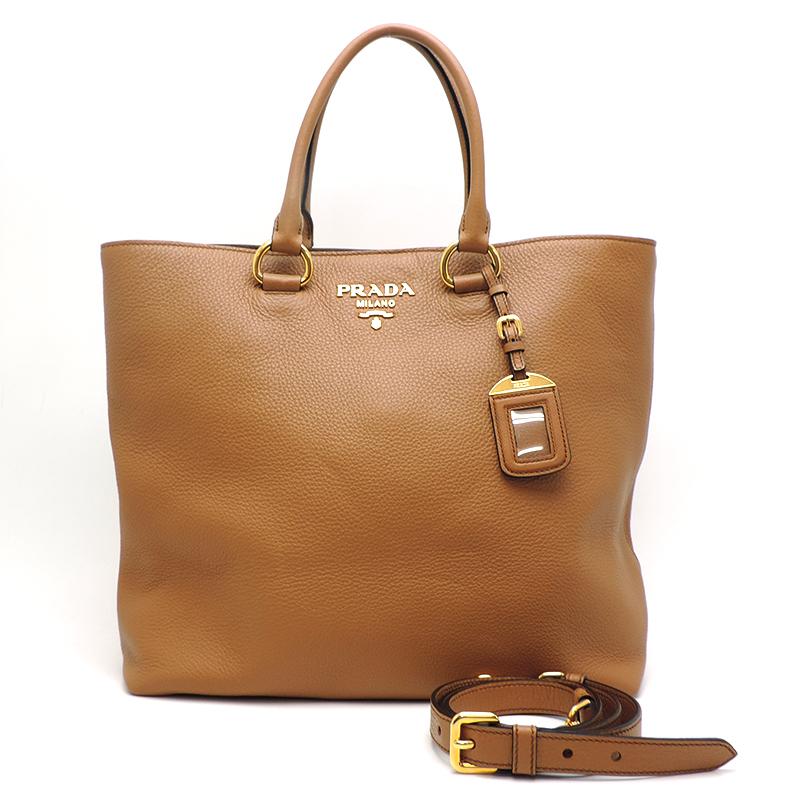 [飯能本店]PRADA プラダ 2Wayトート 1BG865 ショルダーバッグ レザー CARAMEL（キャメル/ブラウン） レディース
