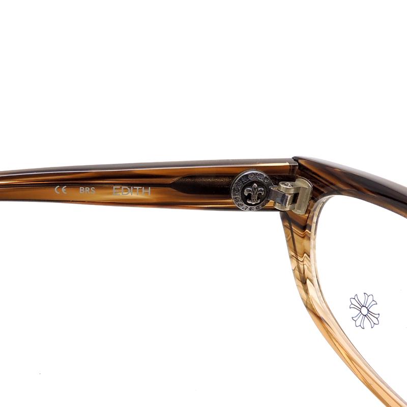 ［銀座店］CHROME HEARTS クロムハーツ アイウェア EDITH メガネ プラスチック ブラウン系 レディース・メンズ DH76368の画像