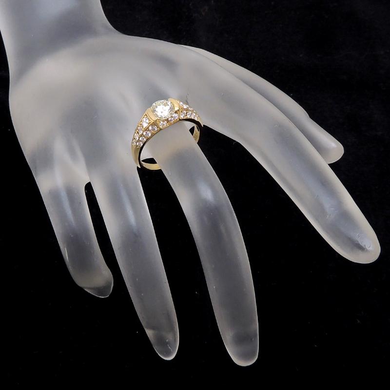 プラチナ　9号の指輪 飯能本店］平和堂 0.798ct 0.50ct イエローダイヤモンド リング