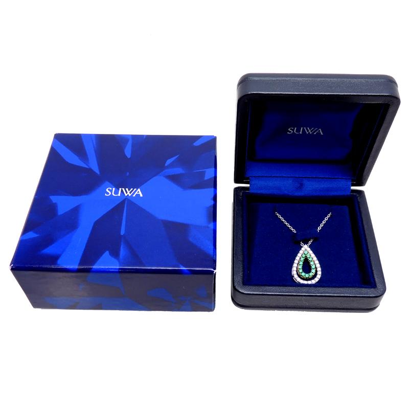 飯能本店］SUWA 0.20ct エメラルド 0.30ct ダイヤモンド ネックレス 