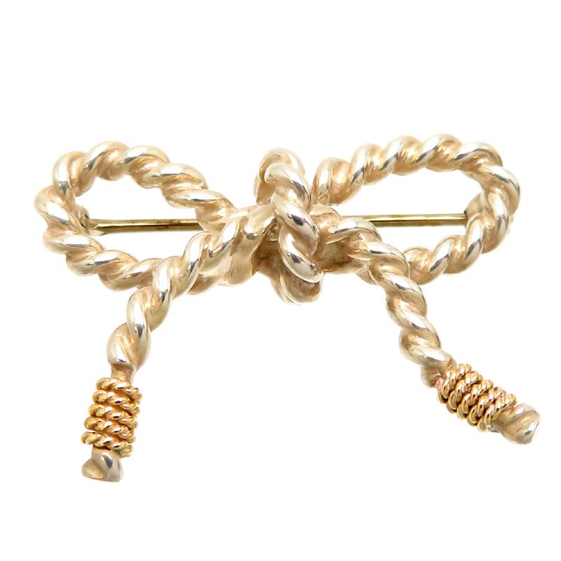 極美品 オールドティファニー ツイストリボン コンビ ブローチ シルバー k18 TIFFANY&Co.（ティファニー） ［飯能本店］TIFFANY&Co. ツイスト