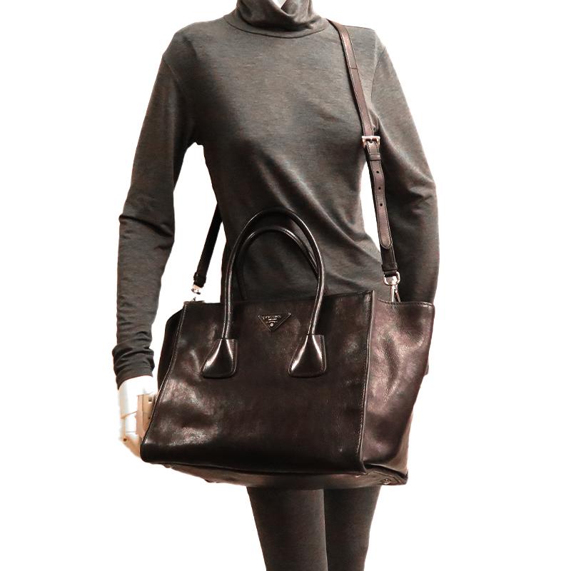 飯能本店］PRADA プラダ 2Wayバッグ トートバッグ レザー NERO（ネロ  