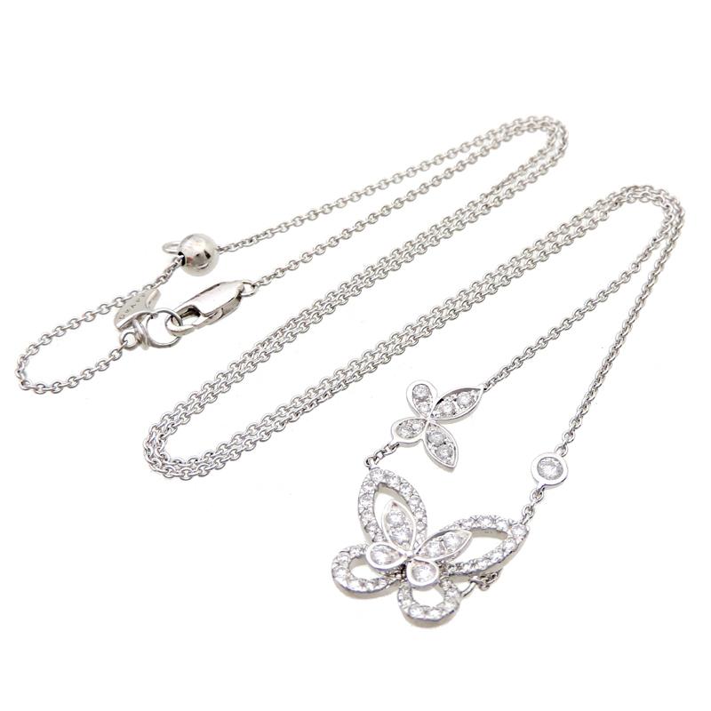 ダブル バタフライ シルエット RGP745 ネックレス ダブル バタフライ シルエット ダイヤモンド ペンダント