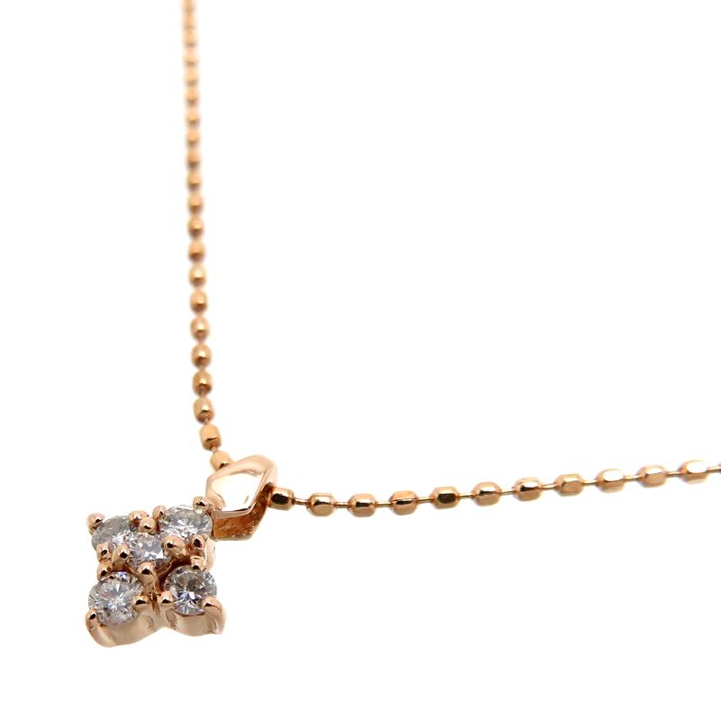ELLE ［飯能本店］ELLE エル K18PG 0.09ct ダイヤモンド ネックレス 