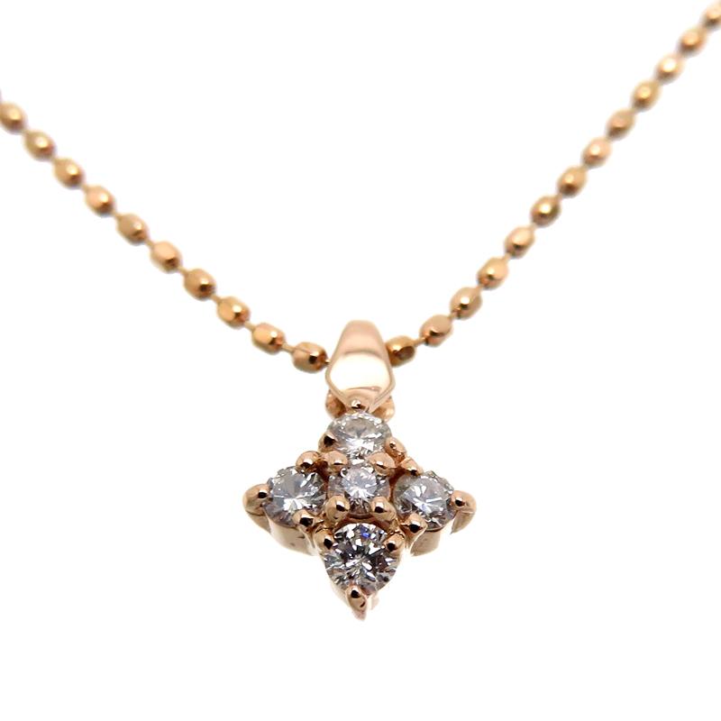 ELLE ［飯能本店］ELLE エル K18PG 0.09ct ダイヤモンド ネックレス 
