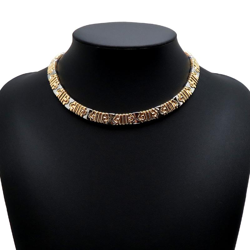 Bulgari ロゴ入り ネックレス ゴールド ブラック BVLGARI 【10/15まで！ローン48回無金利】［銀座店］BVLGARI