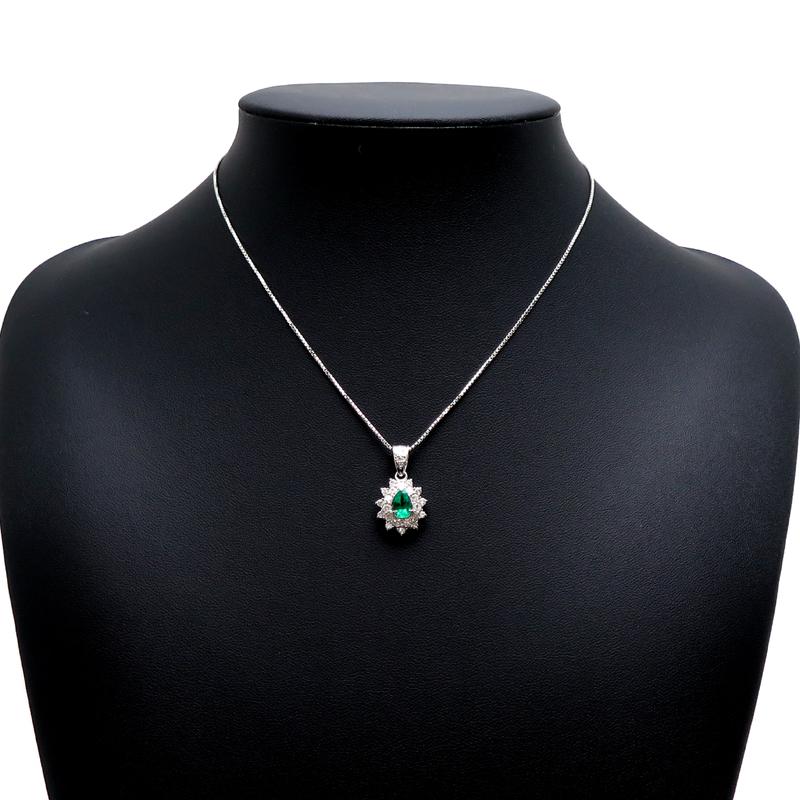 エメラルド ダイヤモンド　プラチナネックレス　Pt900/Pt850 飯能本店］Non Brand ノンブランド Pt850 Pt900 0.61ct