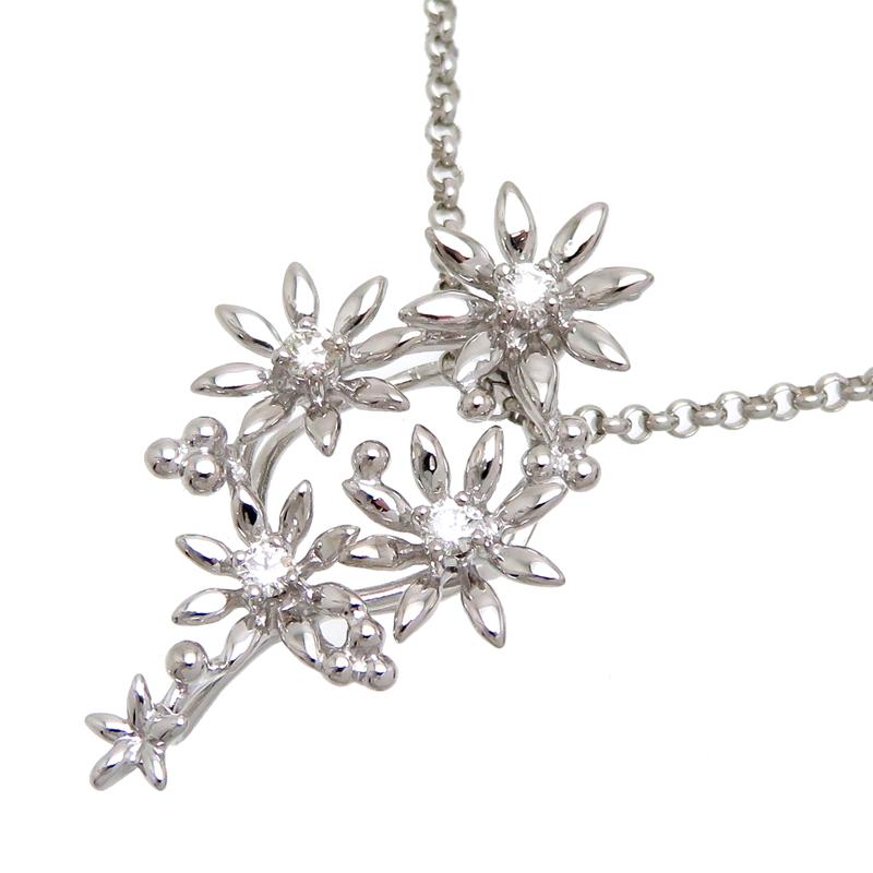 田崎真珠 TASAKI ダイヤモンド フラワー リング K18WG 0.16ct