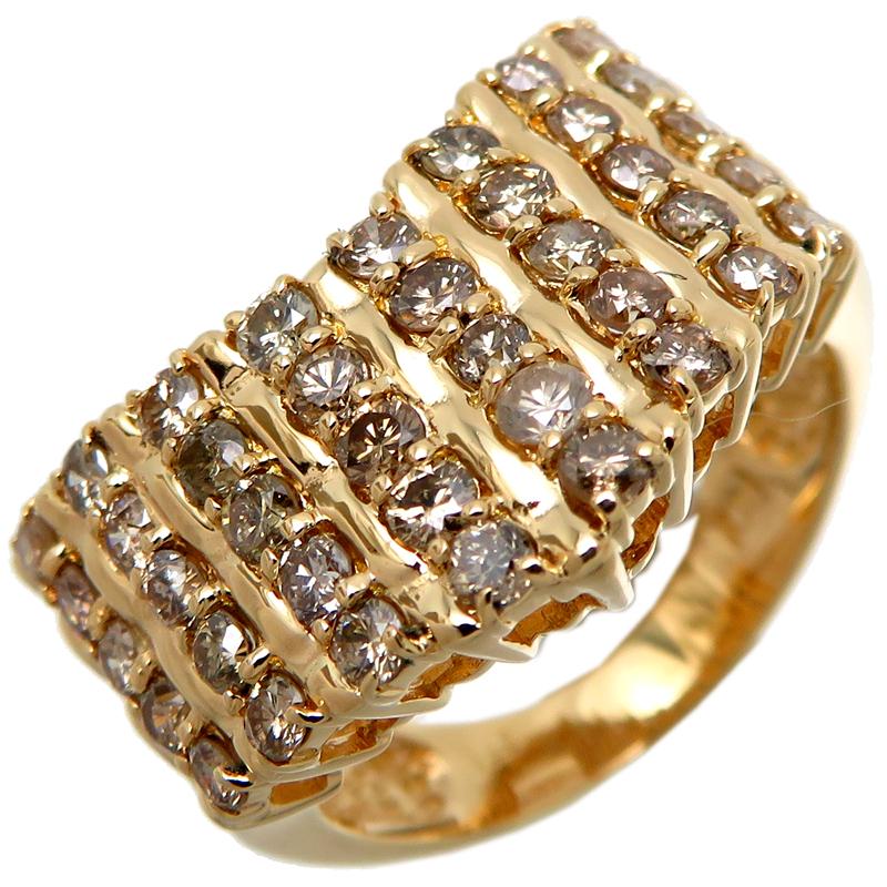 銀座店］Non Brand ノンブランド K18YG 1.00ct ブラウンダイヤモンド 