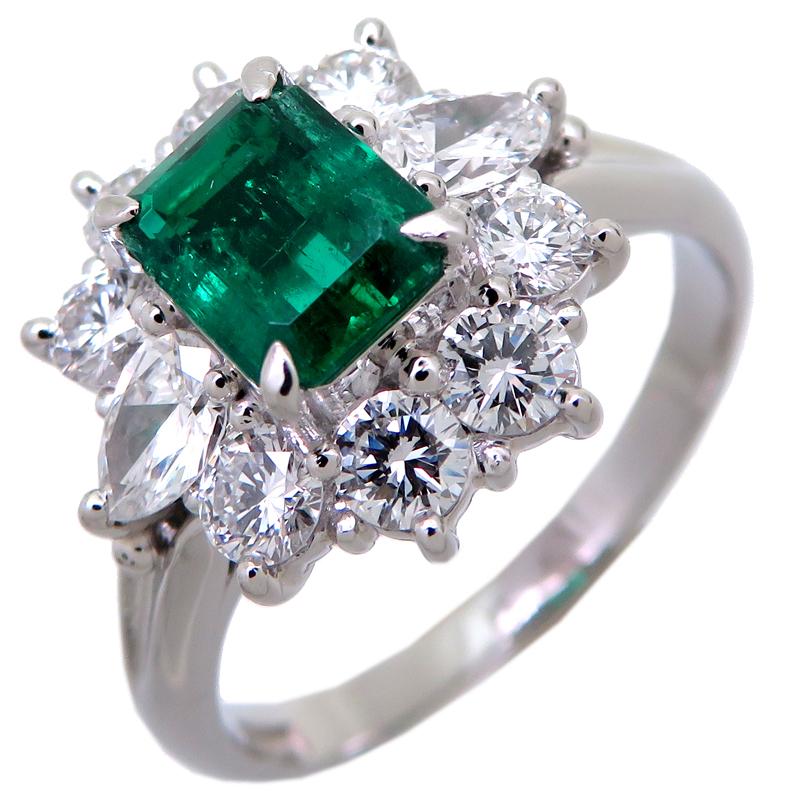 エメラルドダイヤモンドリング指輪Pt900 プラチナ