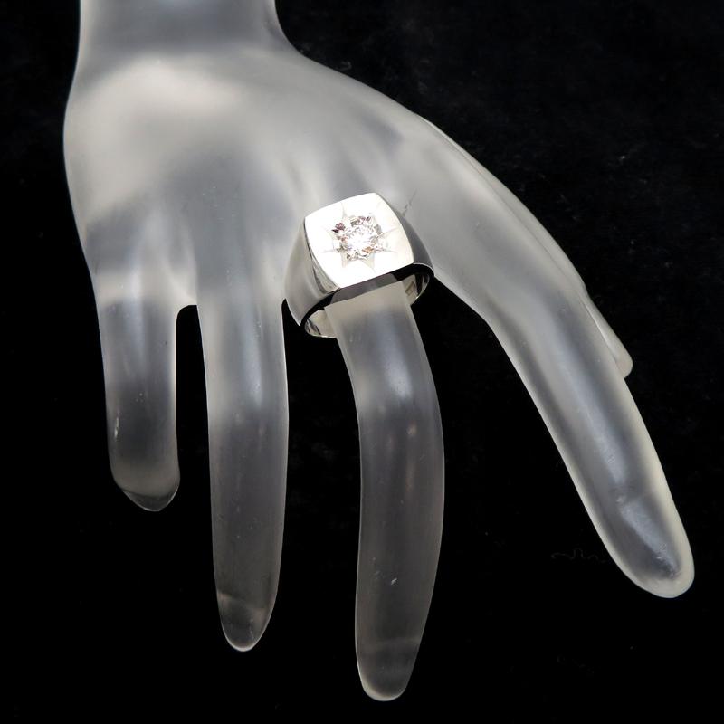 プラチナ印台リング14.3g【ダイヤモンド0.36ct、プラチナPt900】 銀座店］Non Brand ノンブランド Pt900 0.34ct ダイヤモンド
