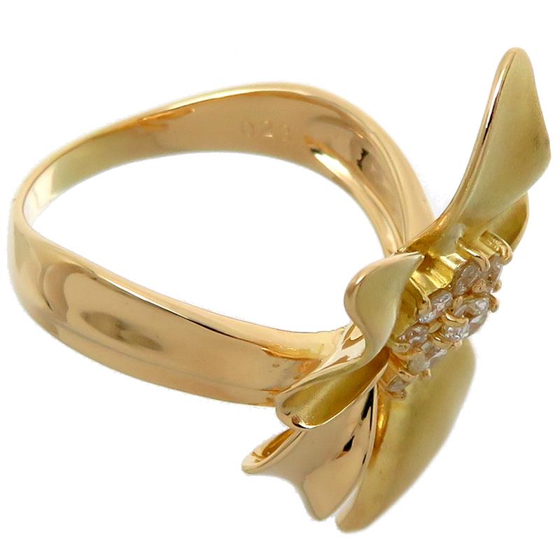 K18 リング　ノーブランド 銀座店］Non Brand ノンブランド K18YG 0.23ct ダイヤモンド フラワー