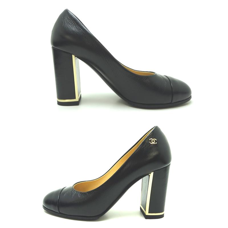 CHANEL パンプスブラック34 1/2 約22.5 S5-160