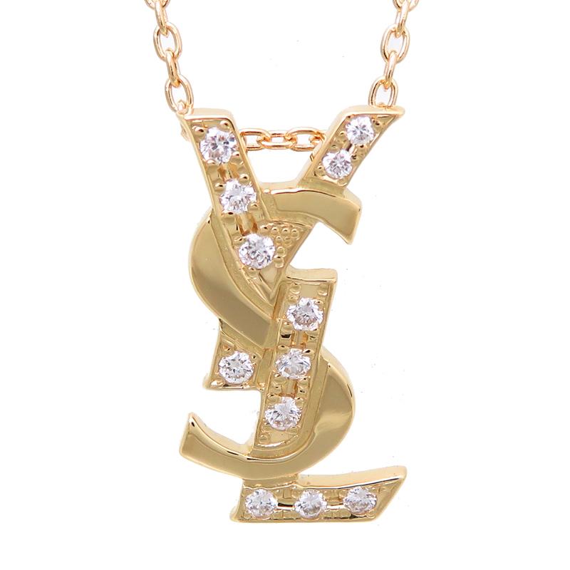 飯能本店］YSL イヴ・サンローラン 0.11ct ダイヤモンド YSL ロゴ 