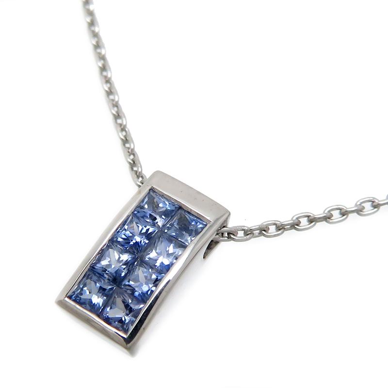 銀座店］Non Brand ノンブランド K18WG 0.50ct サファイア ネックレス  