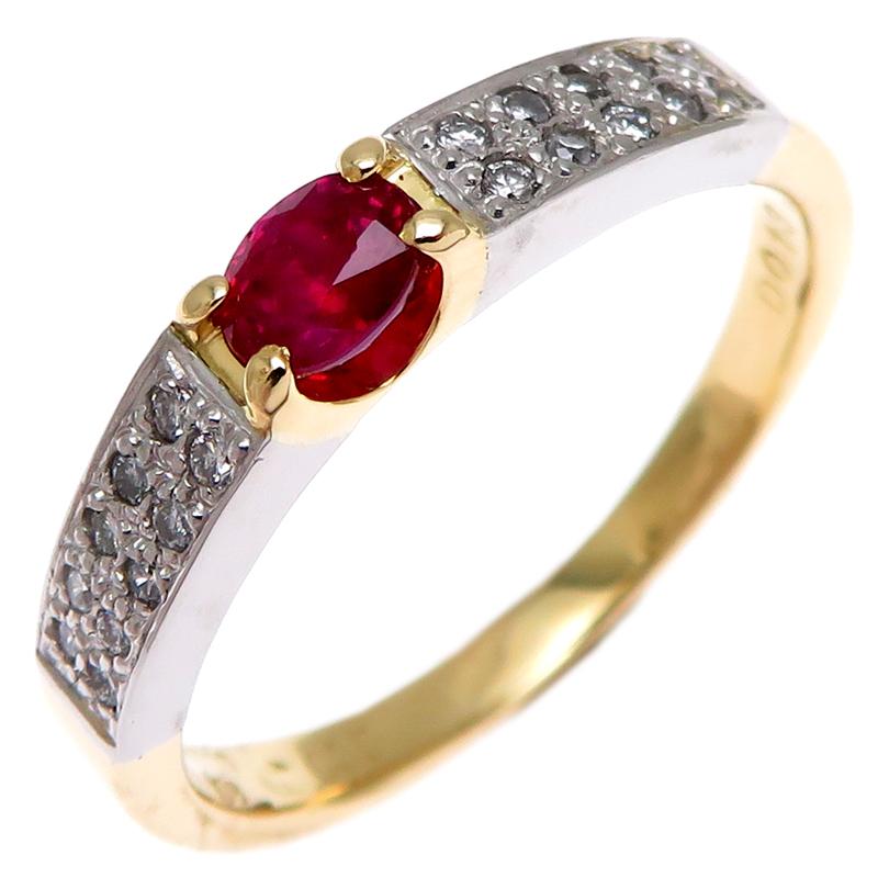 ルビー ダイヤモンド リング K18 ピンクゴールド ルビー 0.6ct