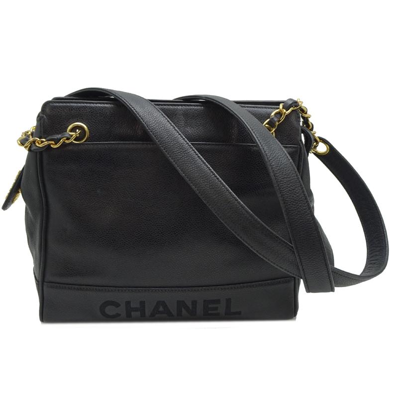 CHANEL ブラックショルダーバッグ シャネル エナメル ココマーク チェーン ショルダーバッグ