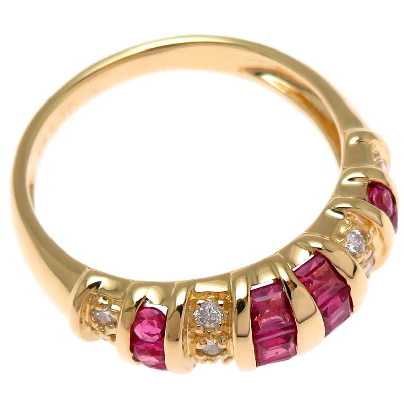 8号K18 ゴールド ルビー ダイヤモンドリング