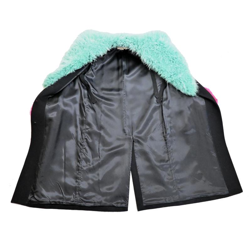 ［銀座店］GUCCI グッチ コントラストトリムコート #36 155/80A その他アウター ウール ブラック レディース DH85350の画像