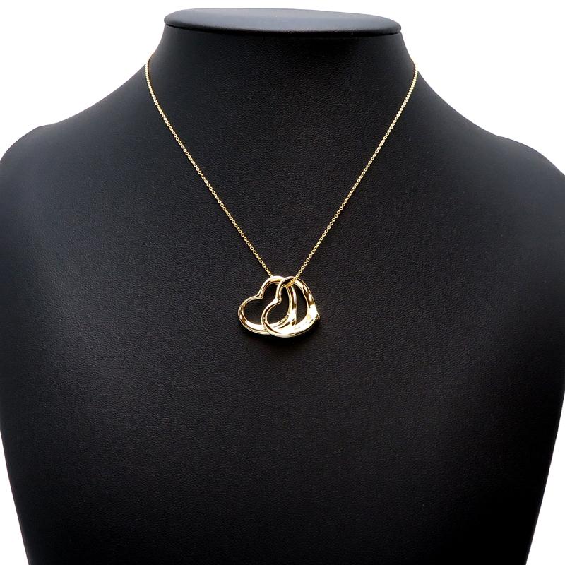 ティファニー　オープンハート　ダブルネックレス TIFFANY&Co. ティファニー ダブルオープンハート ネックレス 18