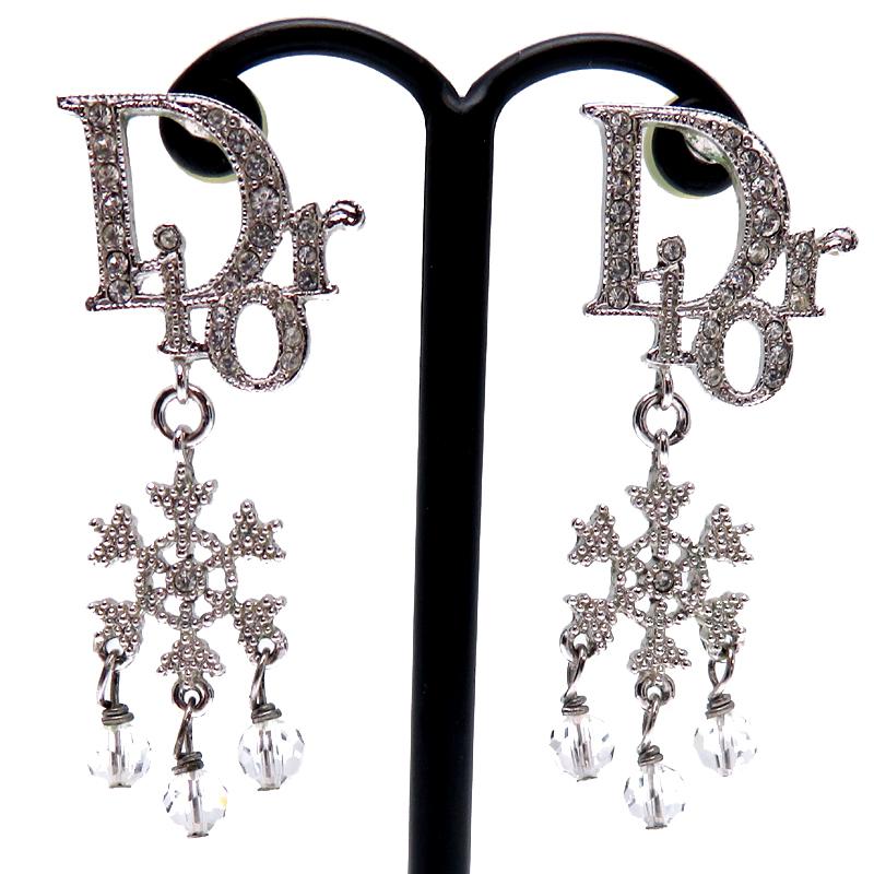 ディオール　DIOR☆ラインストーン☆ピアス☆ロゴデザイン☆ Dior ディオール ロゴ ラインストーン ピアス
