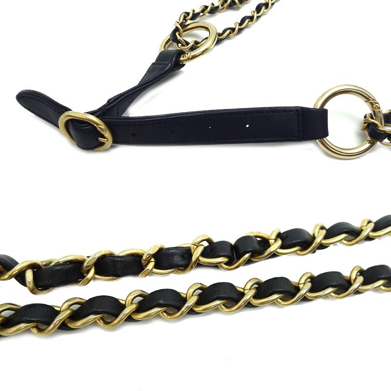 極美品　シャネル　ウエストポーチ　ダークネイビー　マトラッセ　ゴールド金具 ウエストポーチ マトラッセ 黒 キャビアスキン ゴールド金具