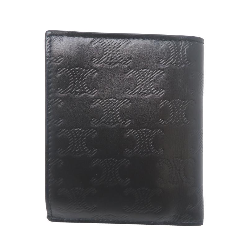 セリーヌ トリオンフ ロゴ コンパクトウォレット 二つ折り財布 レザー ブラック CELINE（セリーヌ） ［飯能本店］CELINE トリオンフ コンパクト