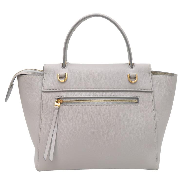セリーヌハンドバッグ　グレー レザー CELINE】セリーヌ ラゲージ ナノ 189243 ハンドバッグ レザー
