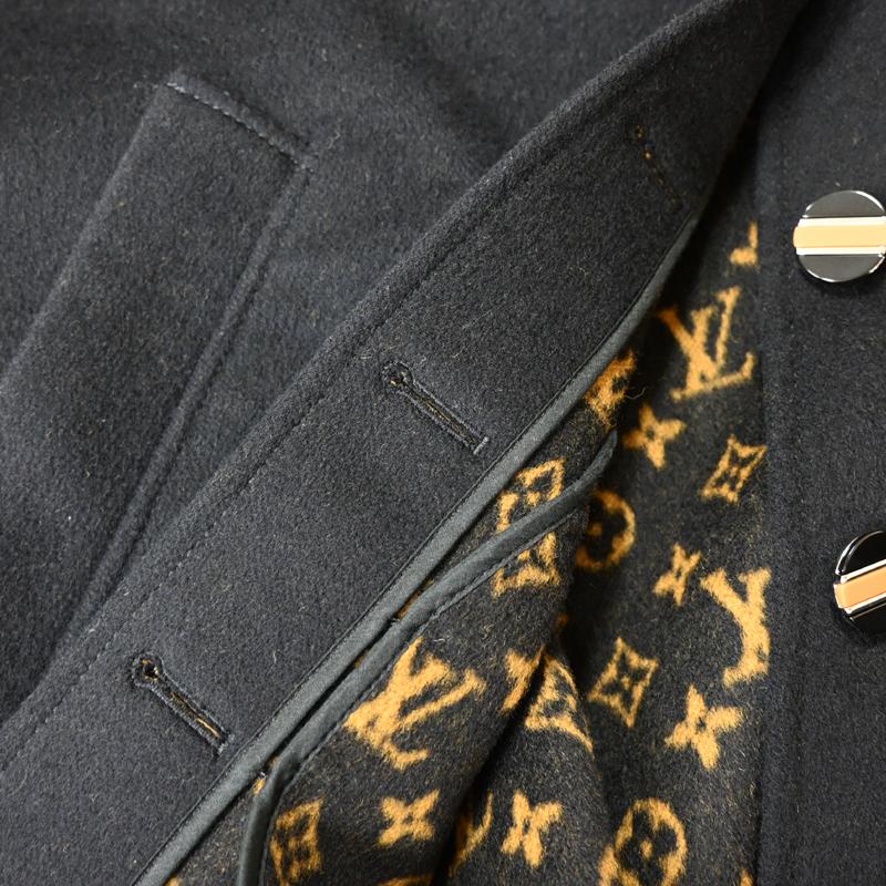 ［飯能本店］LOUIS VUITTON LV ルイ・ヴィトン ケープコート FJC094QWE A431 ポンチョ ウール ブラック レディース DH90832の画像